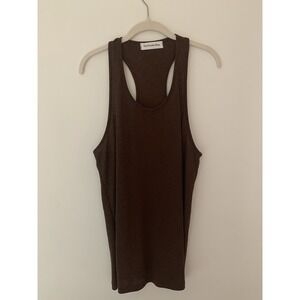 The Frankie Shop Nox Ribbed Tank Top Brown Sz S Lightweight Relaxed Racer back